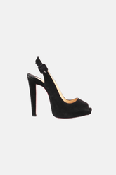 Christian Louboutin Burnu Açık Süet Topuklu Ayakkabı Siyah - 38.5